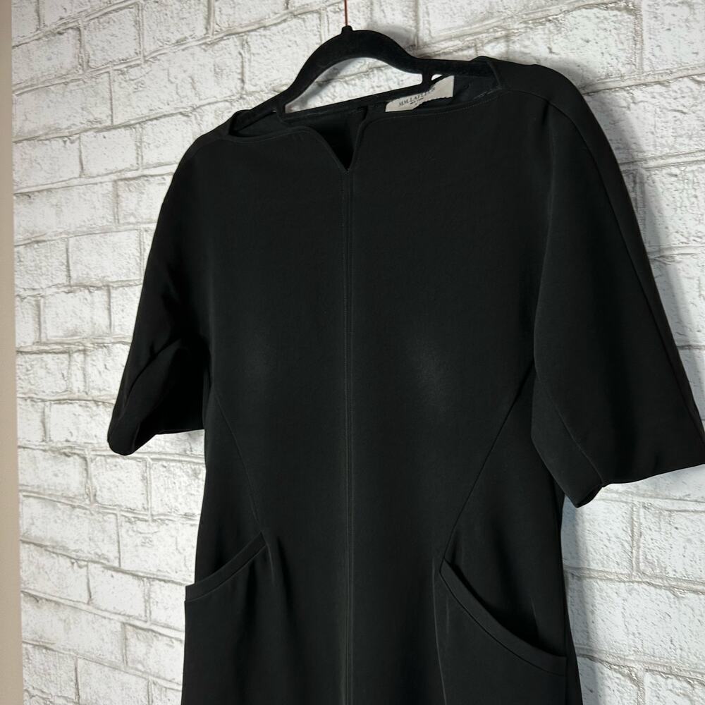MM Lafleur Dress Sheath Mini Pockets WonderTex Stretch Short Sleeve Black 2 - Picture 4 of 8